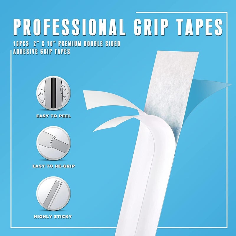 Champkey Premium 2" x 10" Golf Grip Tape 15/30 Pack - Professional Double Sided Golf Tape Ideal for Re-gripping All Golf Clubs - Image 2
